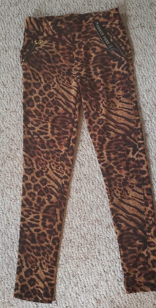 Leopard Jeggings with Gold Detail